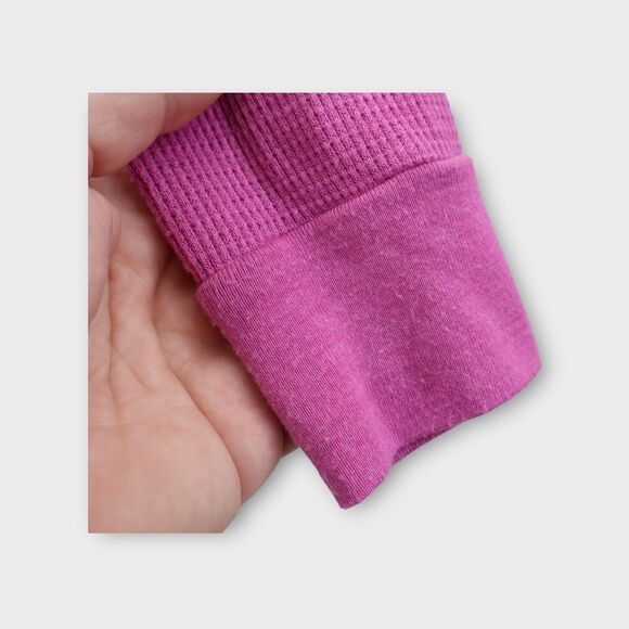 Wildfox Waffle Knit Long Sleeve Top Pink XS Round Neck Pullover Blouse - Picture 8 of 8